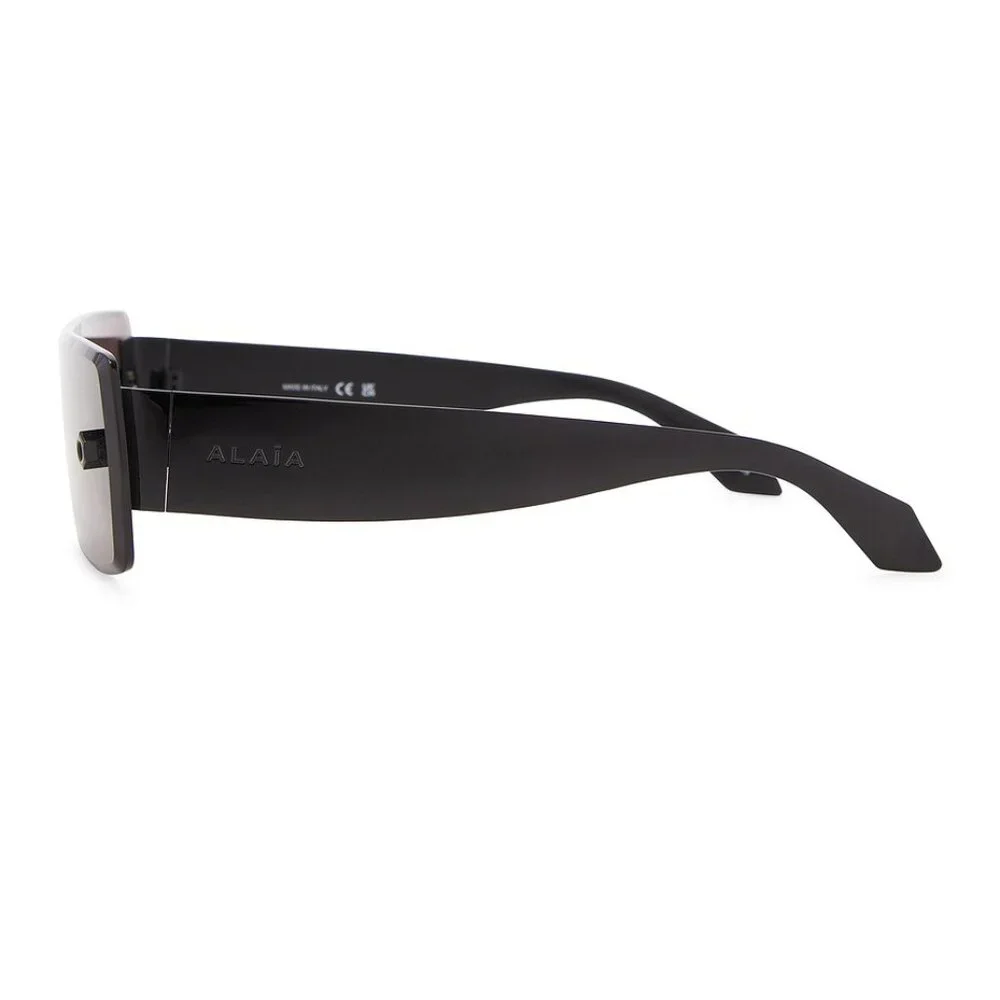 NWT ALAIA ALAÃA Lettering Logo Rectangular Sunglasses in Black & Grey NEW FWRD